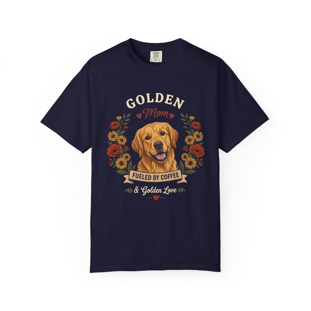 Golden Retriever Dog Mom T-Shirt | Fueled by Coffee & Golden Love