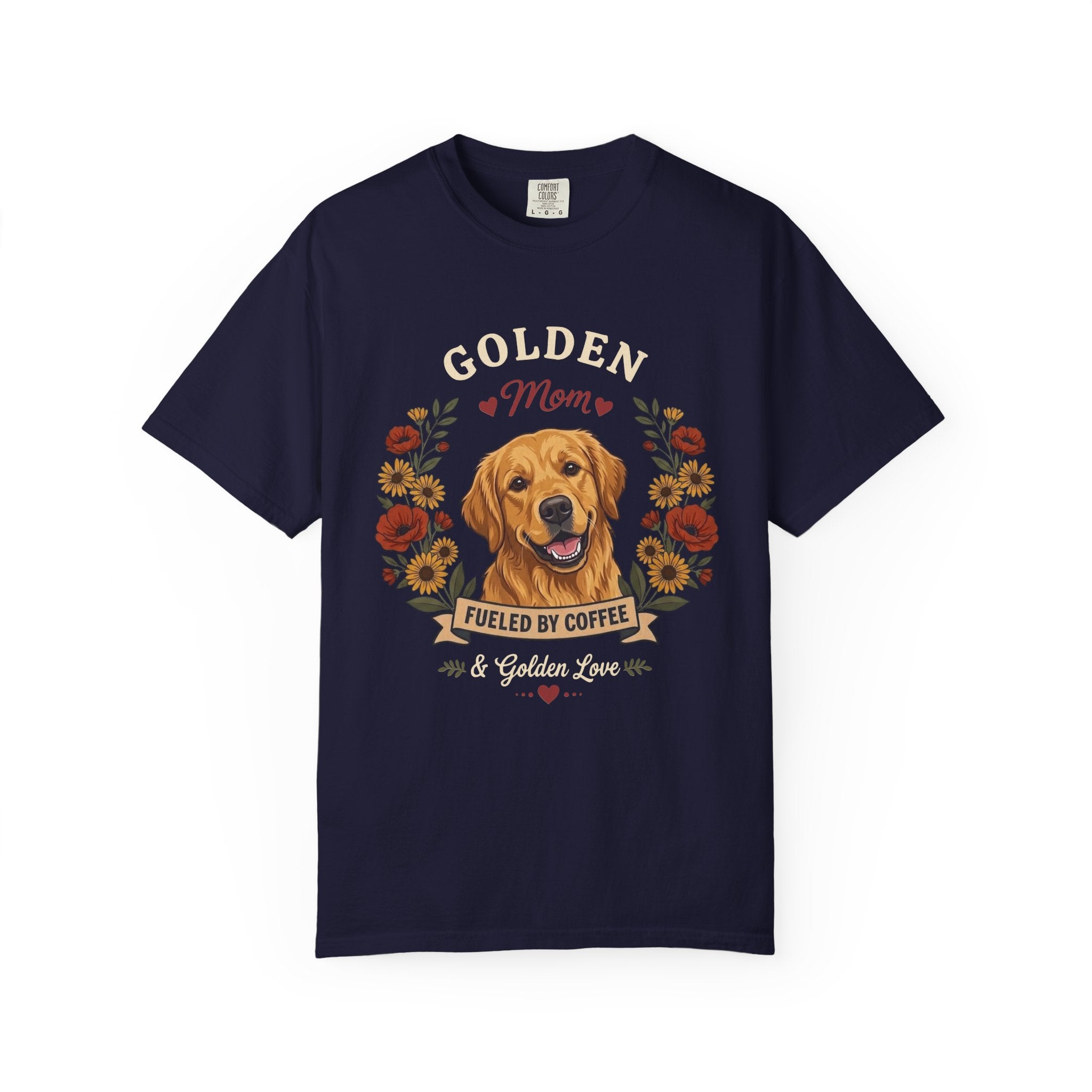 Golden Retriever Dog Mom T-Shirt | Fueled by Coffee & Golden Love