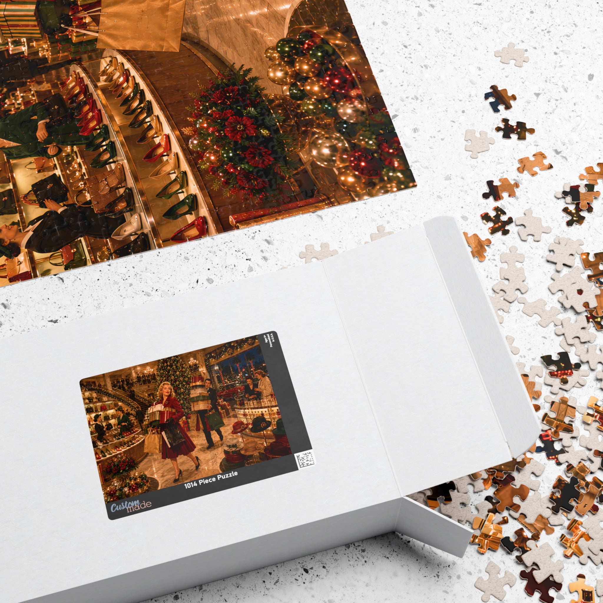 Vintage Christmas Shopping – Retro Department Store Art Puzzle