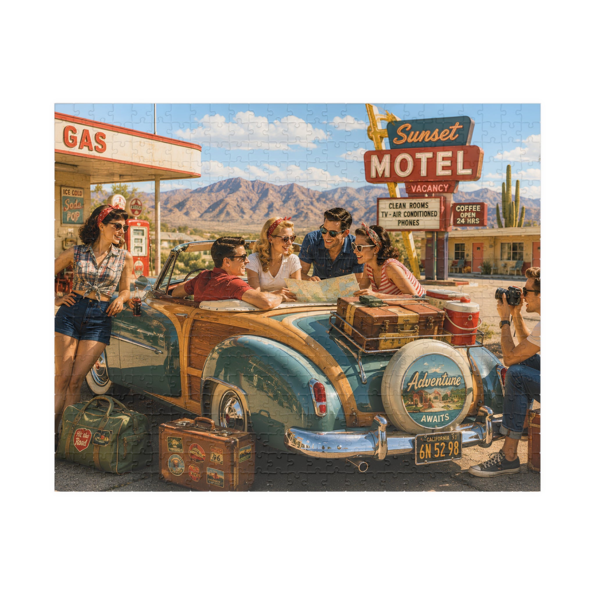 We'll Figure It Out at the Next Motel – Retro Road Trip Art Puzzle