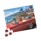 She Took the Scenic Route – Retro California Convertible Art Puzzle