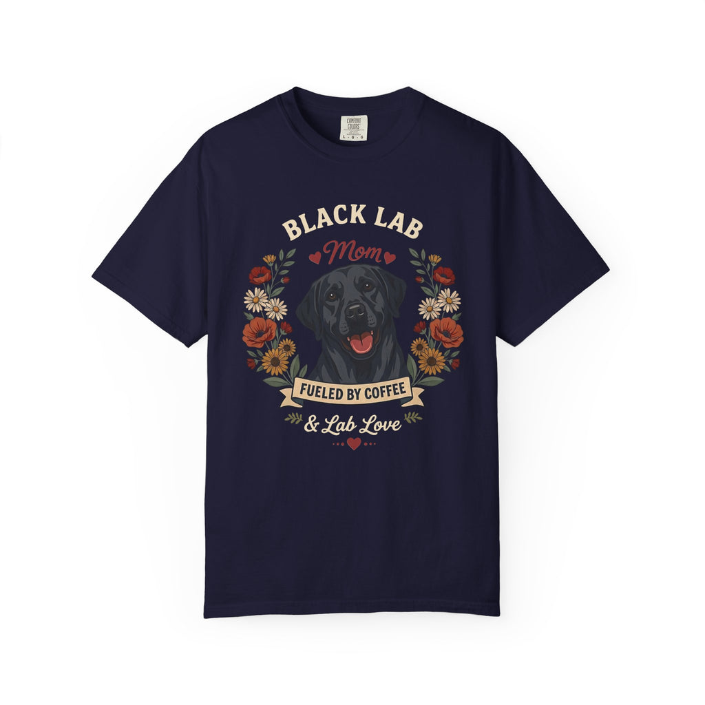 Black Labrador Dog Mom T-Shirt | Fueled by Coffee & Lab Love