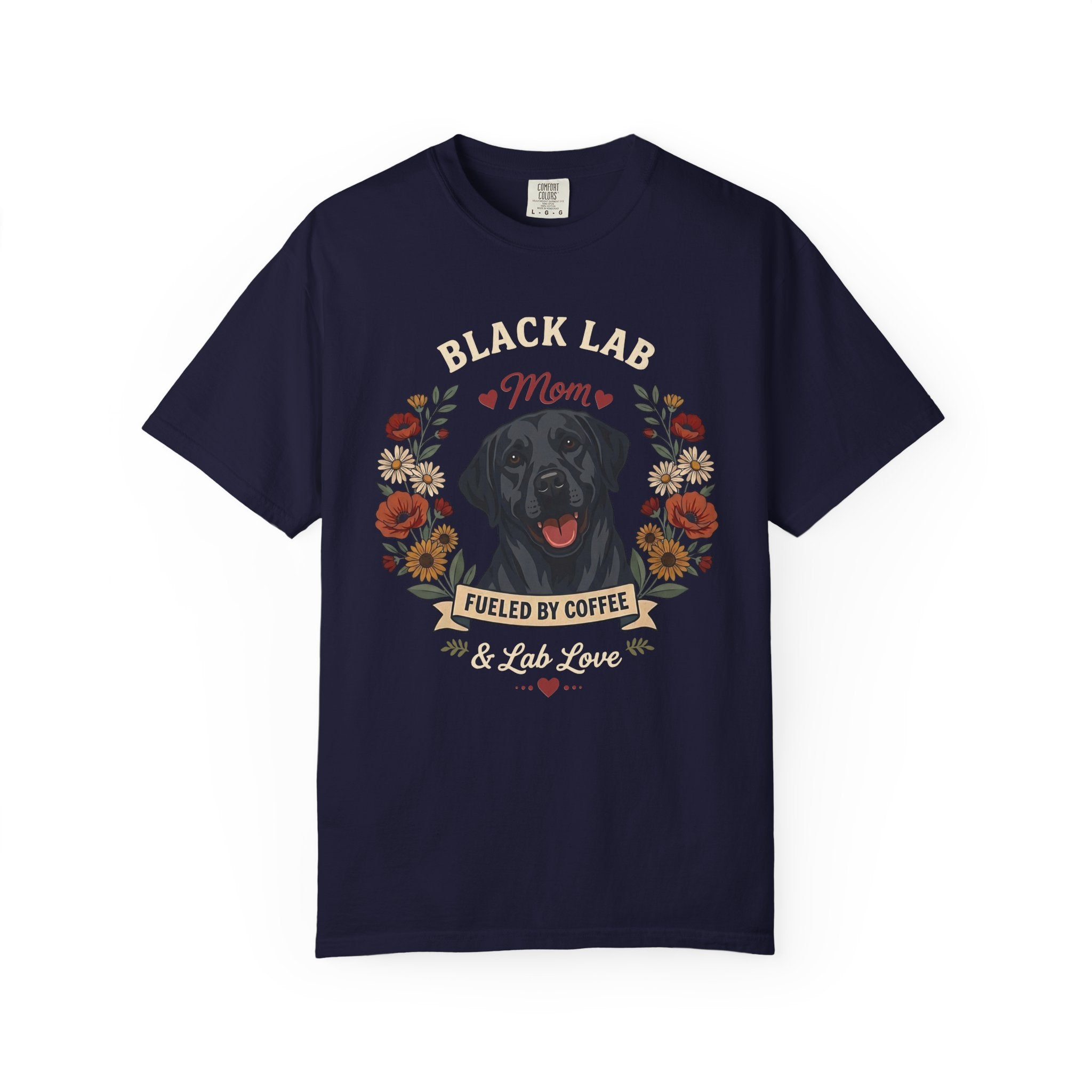 Black Labrador Dog Mom T-Shirt | Fueled by Coffee & Lab Love