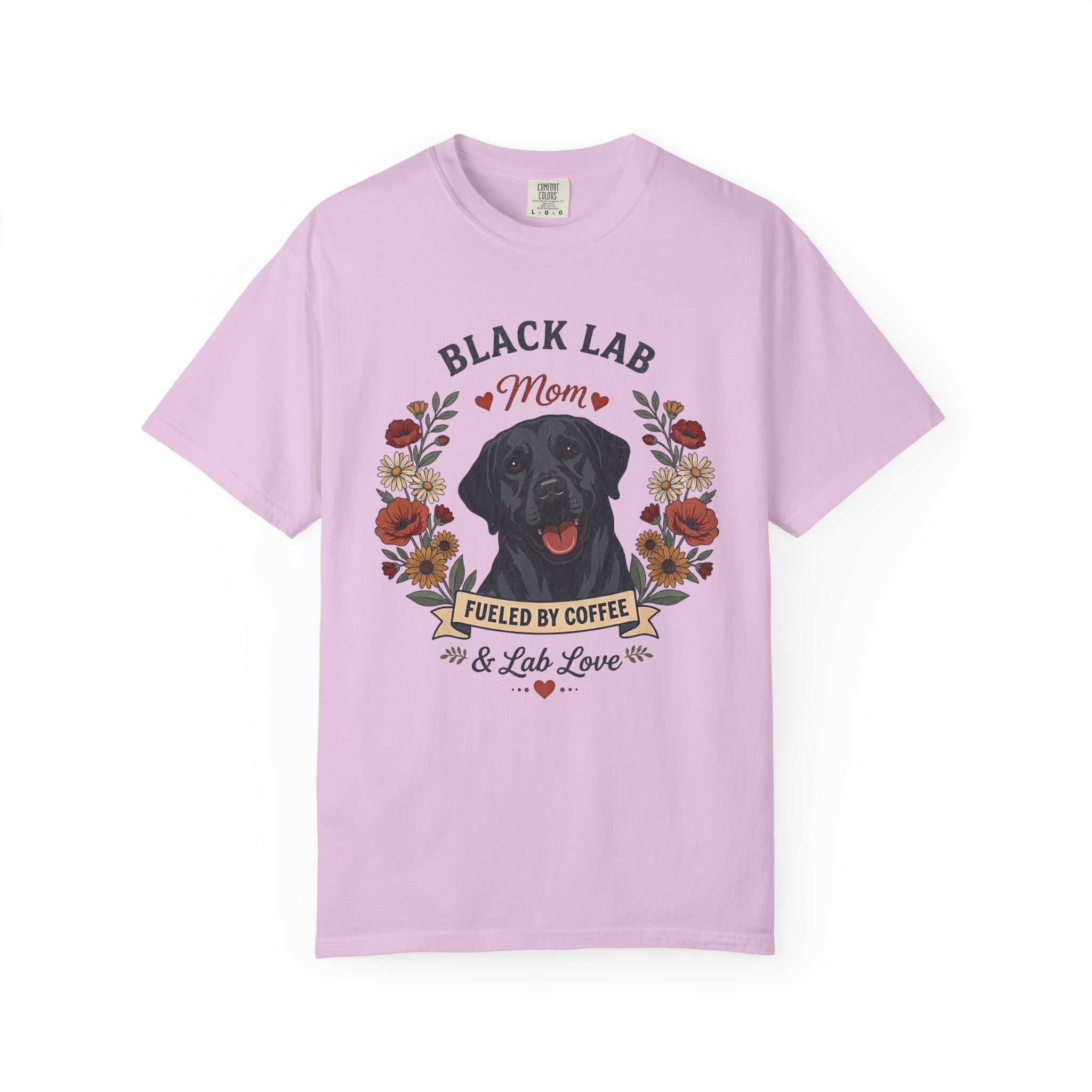 Black Labrador Dog Mom T-Shirt | Fueled by Coffee & Lab Love