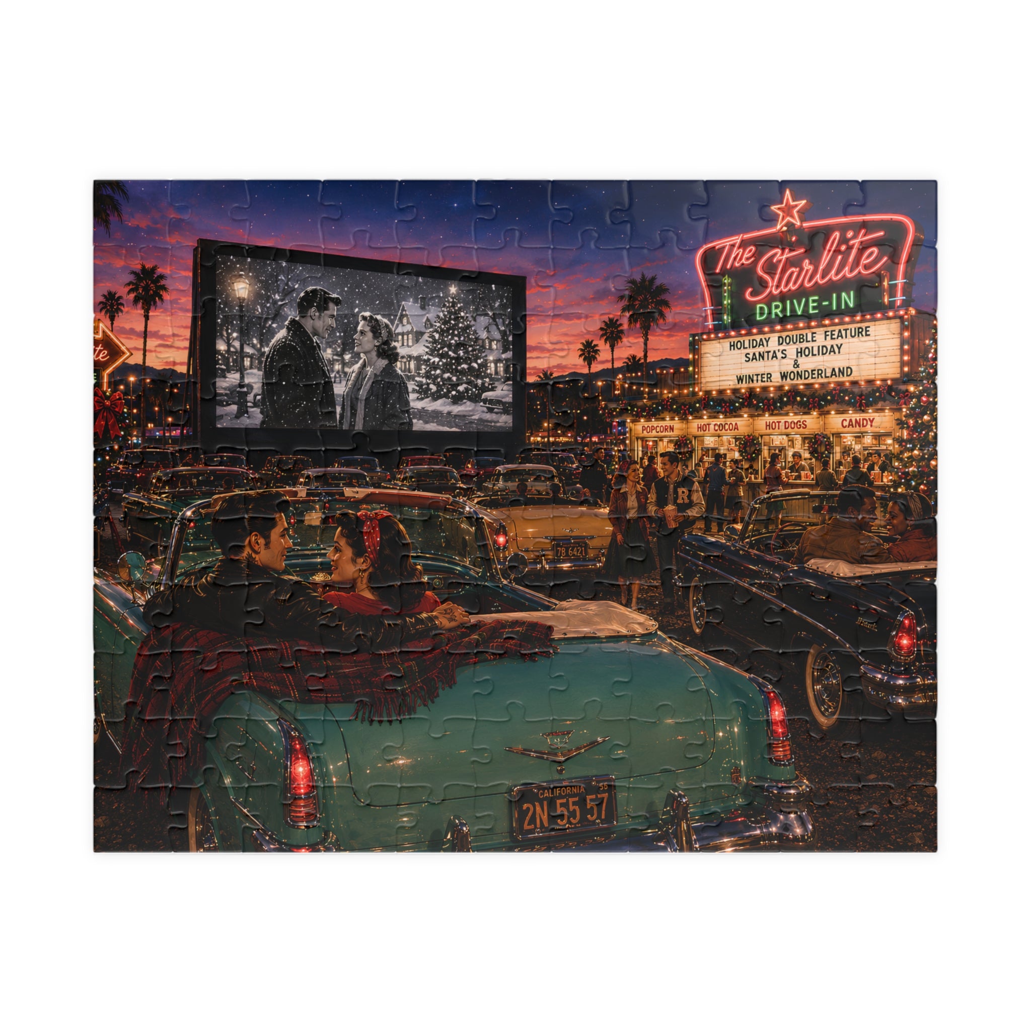Starlite Drive-In – Retro Date Night & Classic Car Art Puzzle
