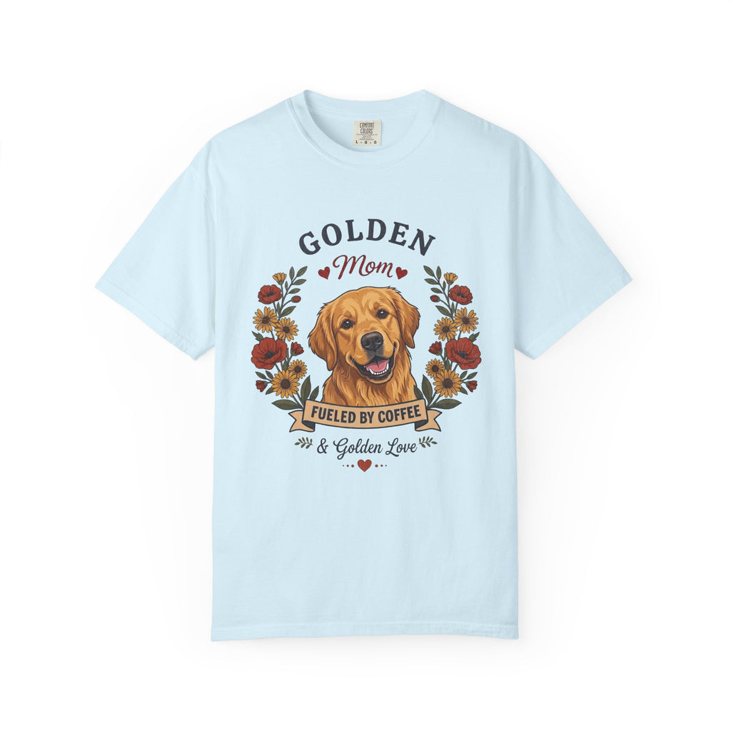 Golden Retriever Dog Mom T-Shirt | Fueled by Coffee & Golden Love
