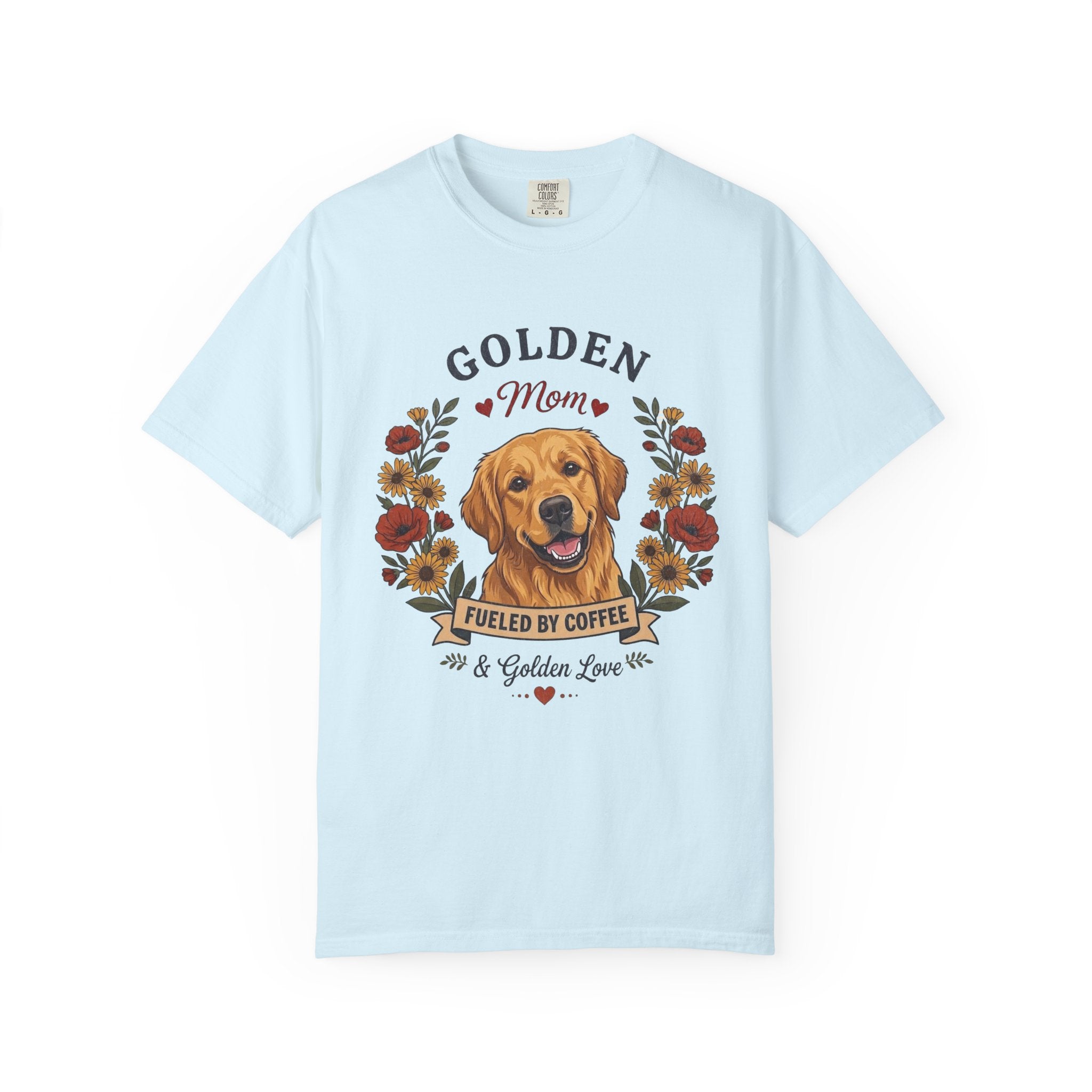 Golden Retriever Dog Mom T-Shirt | Fueled by Coffee & Golden Love