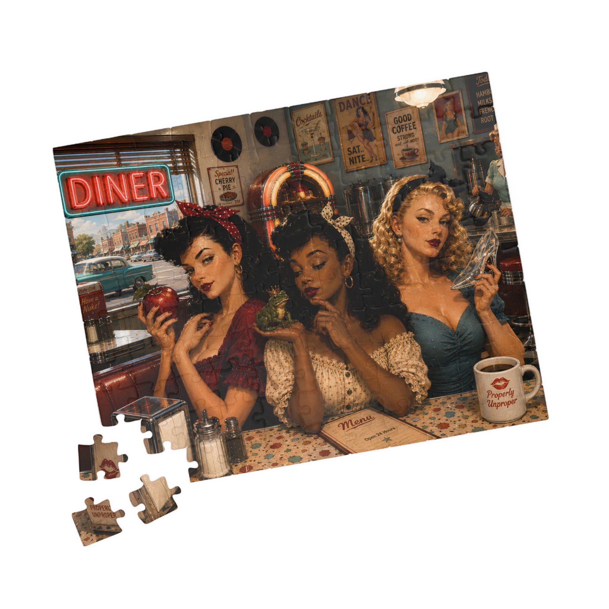 Girls Just Wanna Have Brunch – Retro Pin-Up Jigsaw Puzzle