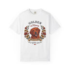 Red Golden Retriever Dog Mom T-Shirt | Fueled by Coffee & Golden Love
