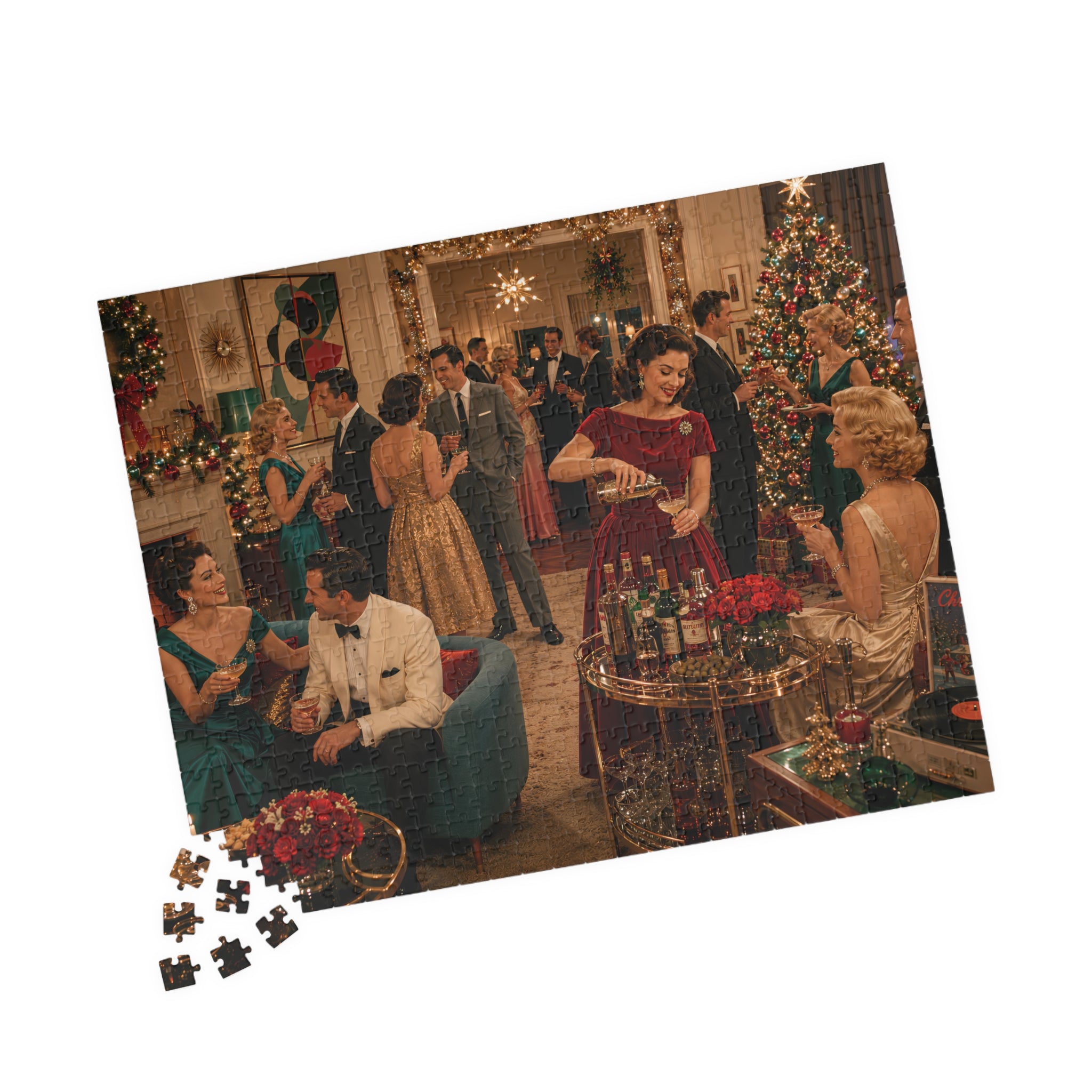 Christmas Cocktail Party – Vintage Holiday Glamour Art Puzzle