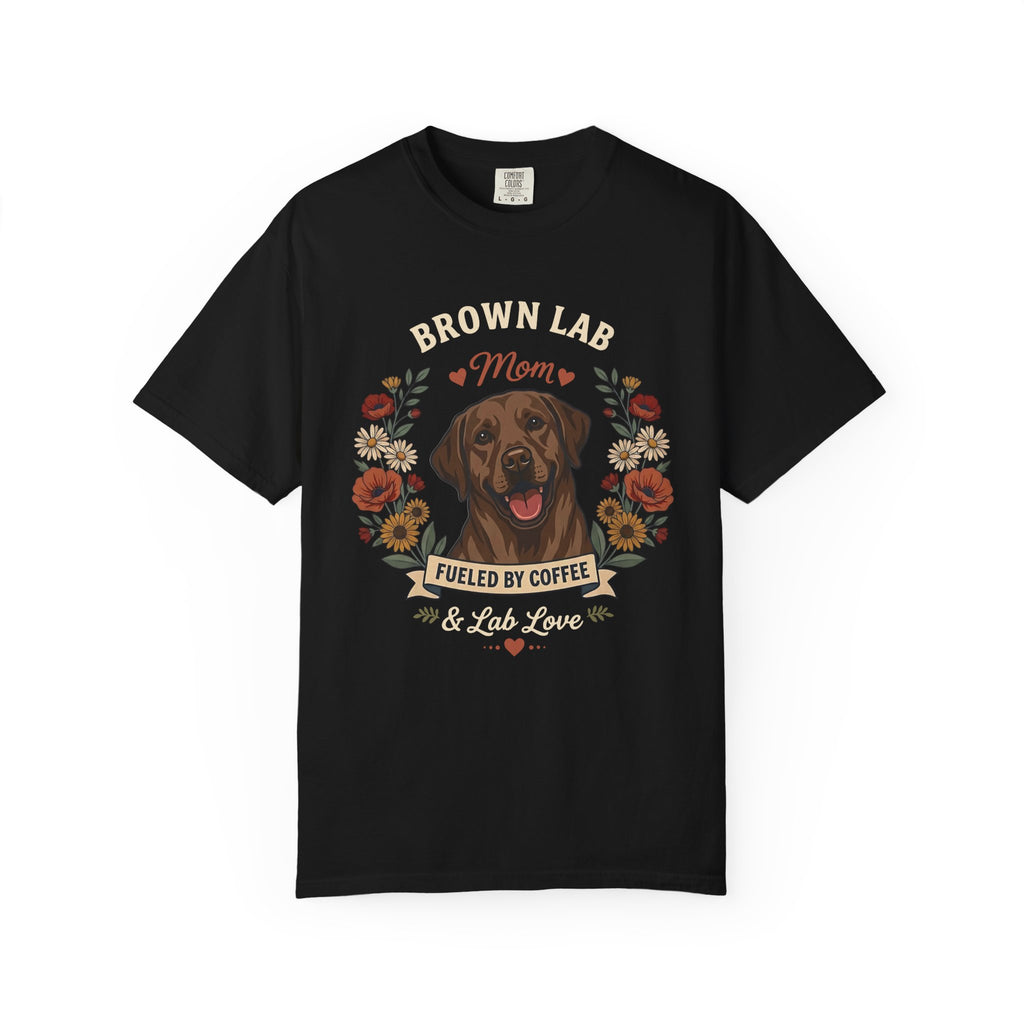 Chocolate Labrador Dog Mom T-Shirt | Fueled by Coffee & Lab Love