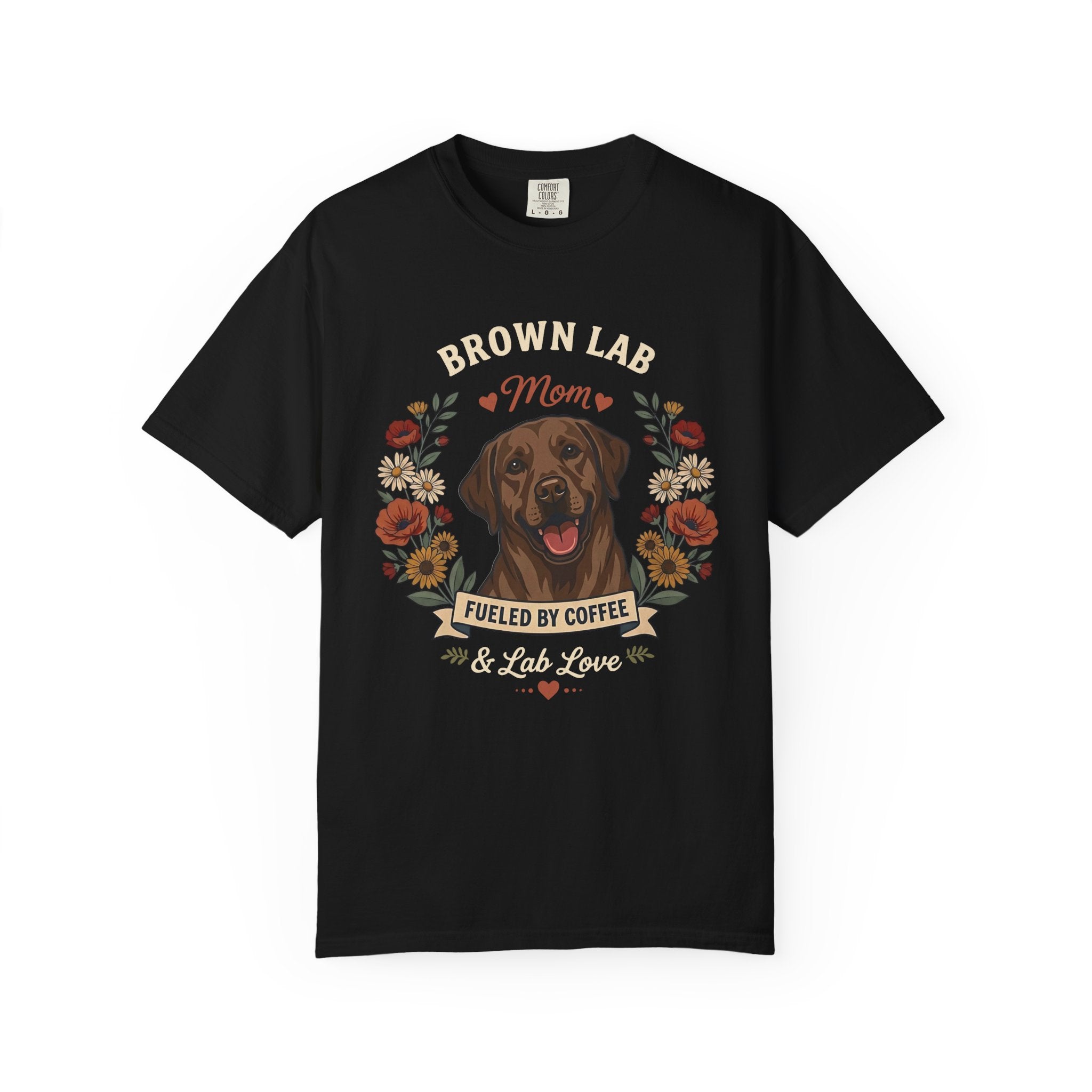 Chocolate Labrador Dog Mom T-Shirt | Fueled by Coffee & Lab Love