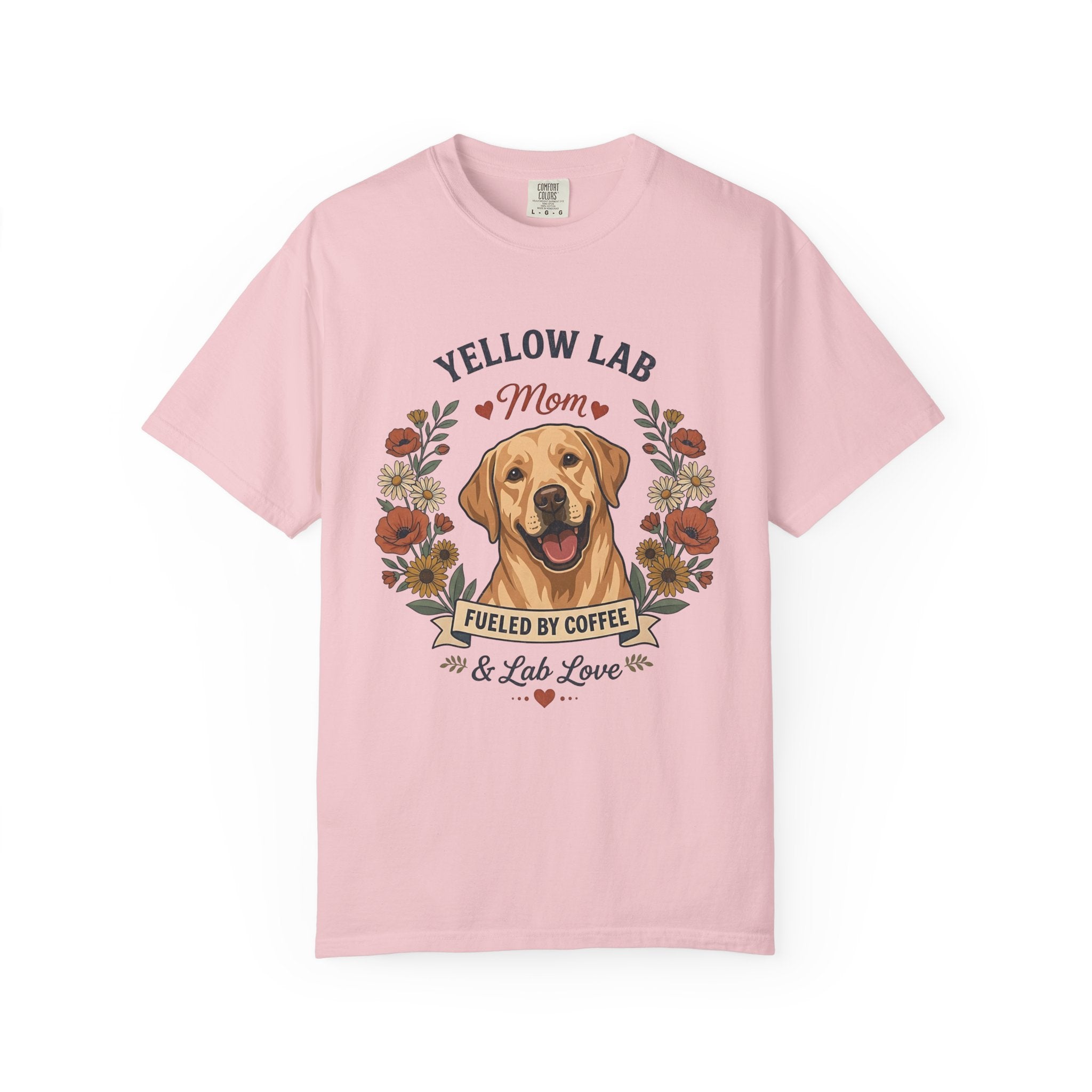 Yellow Labrador Dog Mom T-Shirt | Fueled by Coffee & Lab Love
