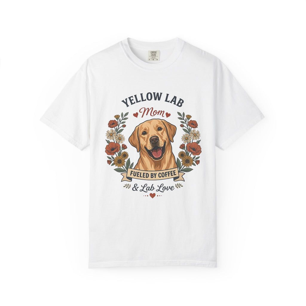 Yellow Labrador Dog Mom T-Shirt | Fueled by Coffee & Lab Love