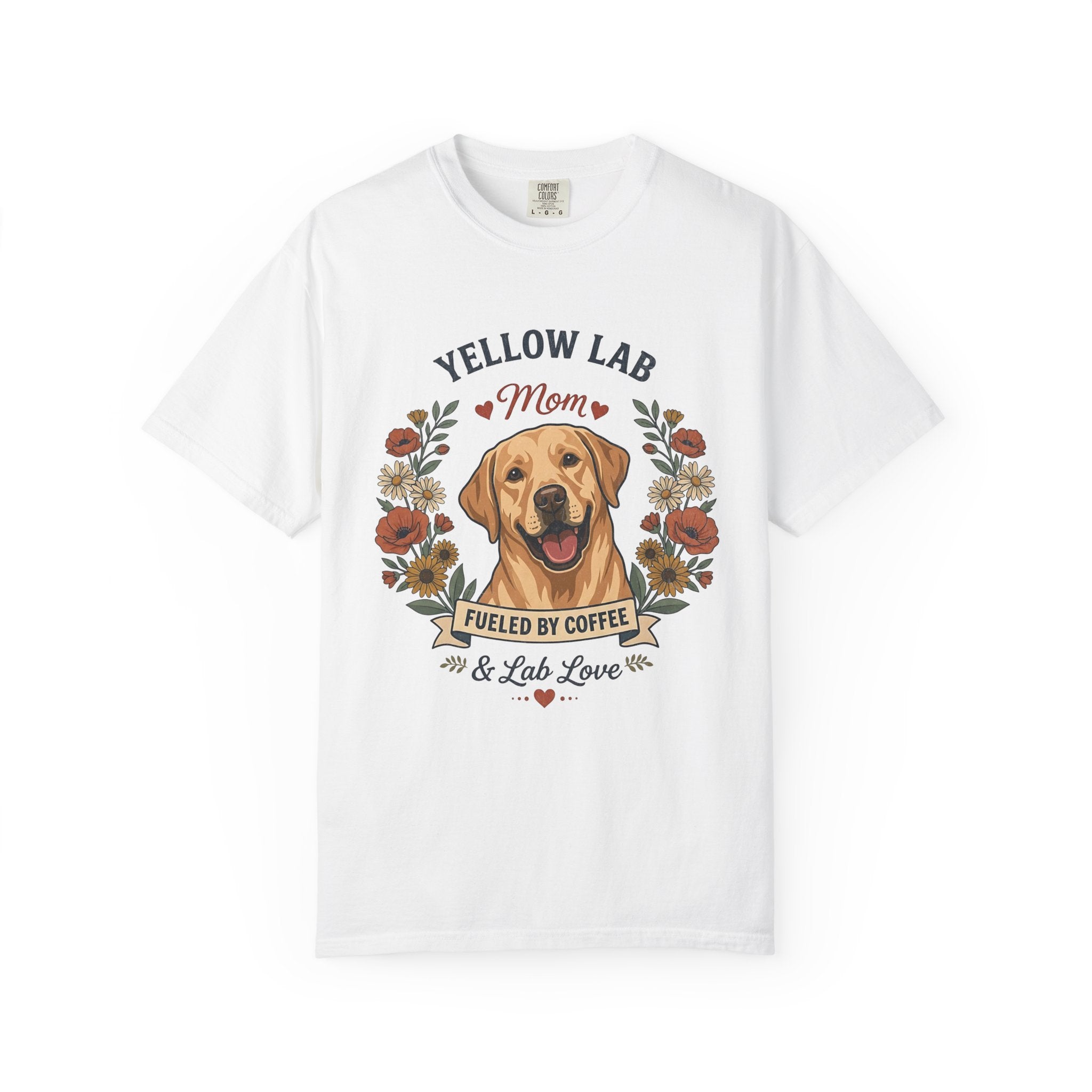 Yellow Labrador Dog Mom T-Shirt | Fueled by Coffee & Lab Love