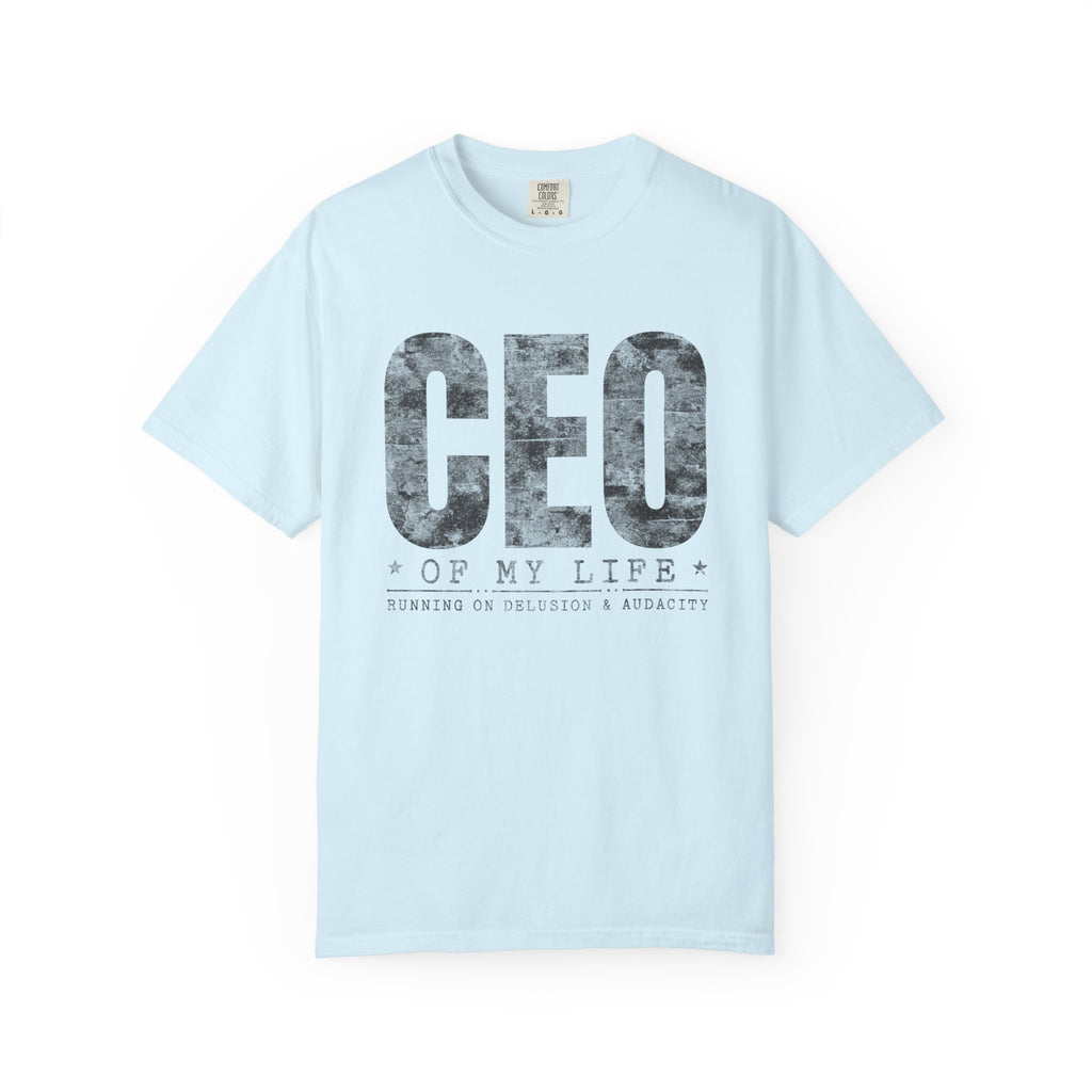 Running on Delusion & Audacity – Funny Entrepreneur T-Shirt | Explorer Edition