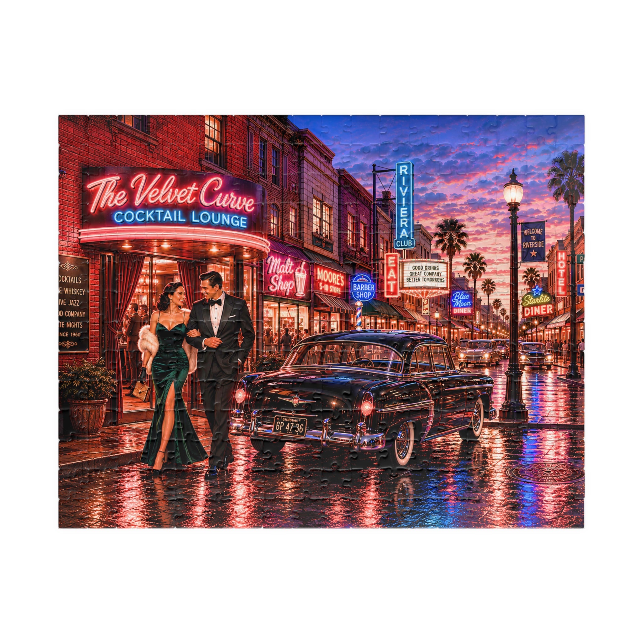 One Drink and We'll See – Retro Cocktail Lounge Art Puzzle