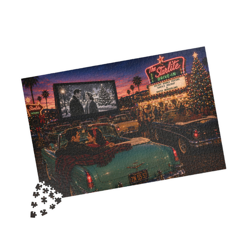 Starlite Drive-In – Retro Date Night & Classic Car Art Puzzle