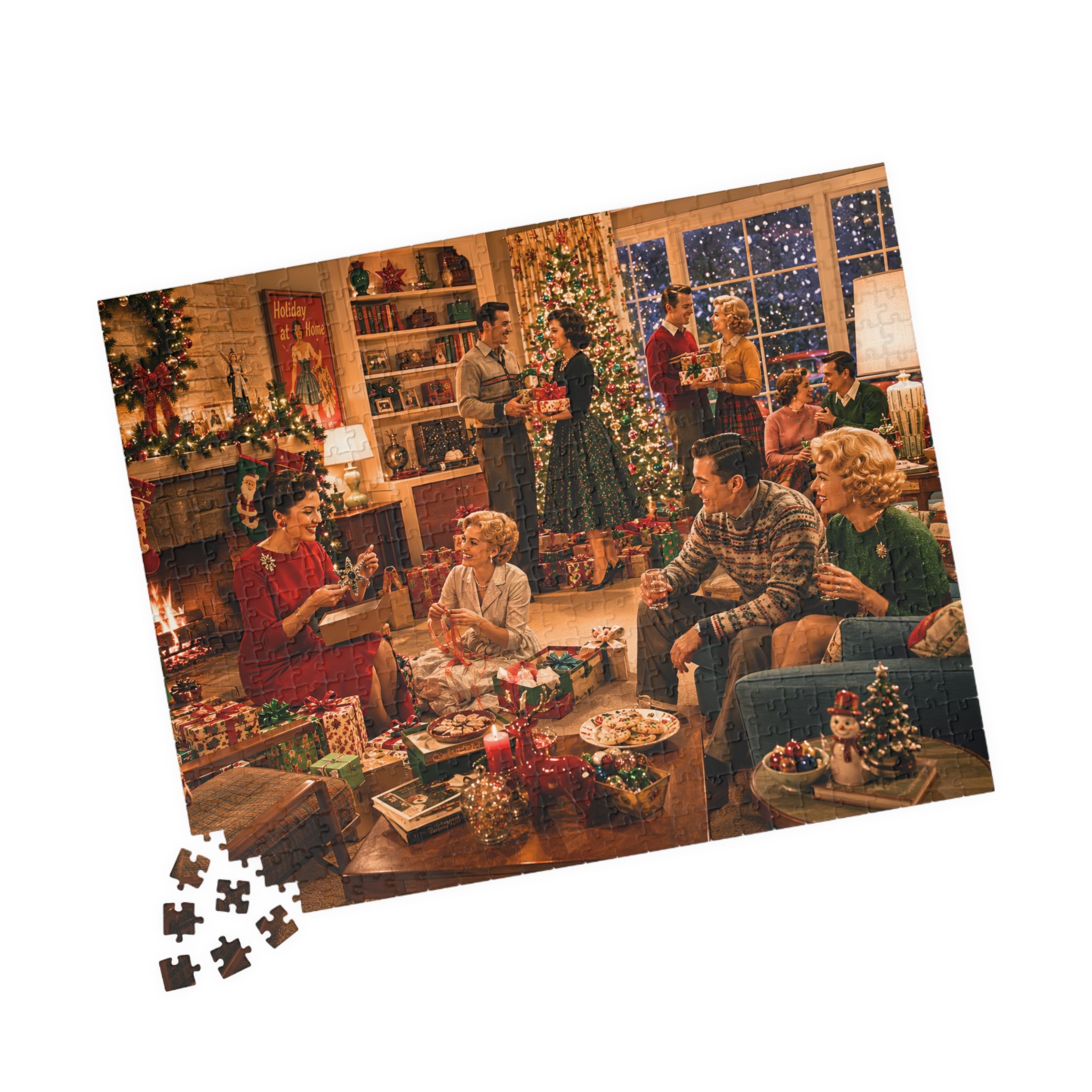 Cozy Vintage Christmas – Retro Holiday Gathering Art Puzzle