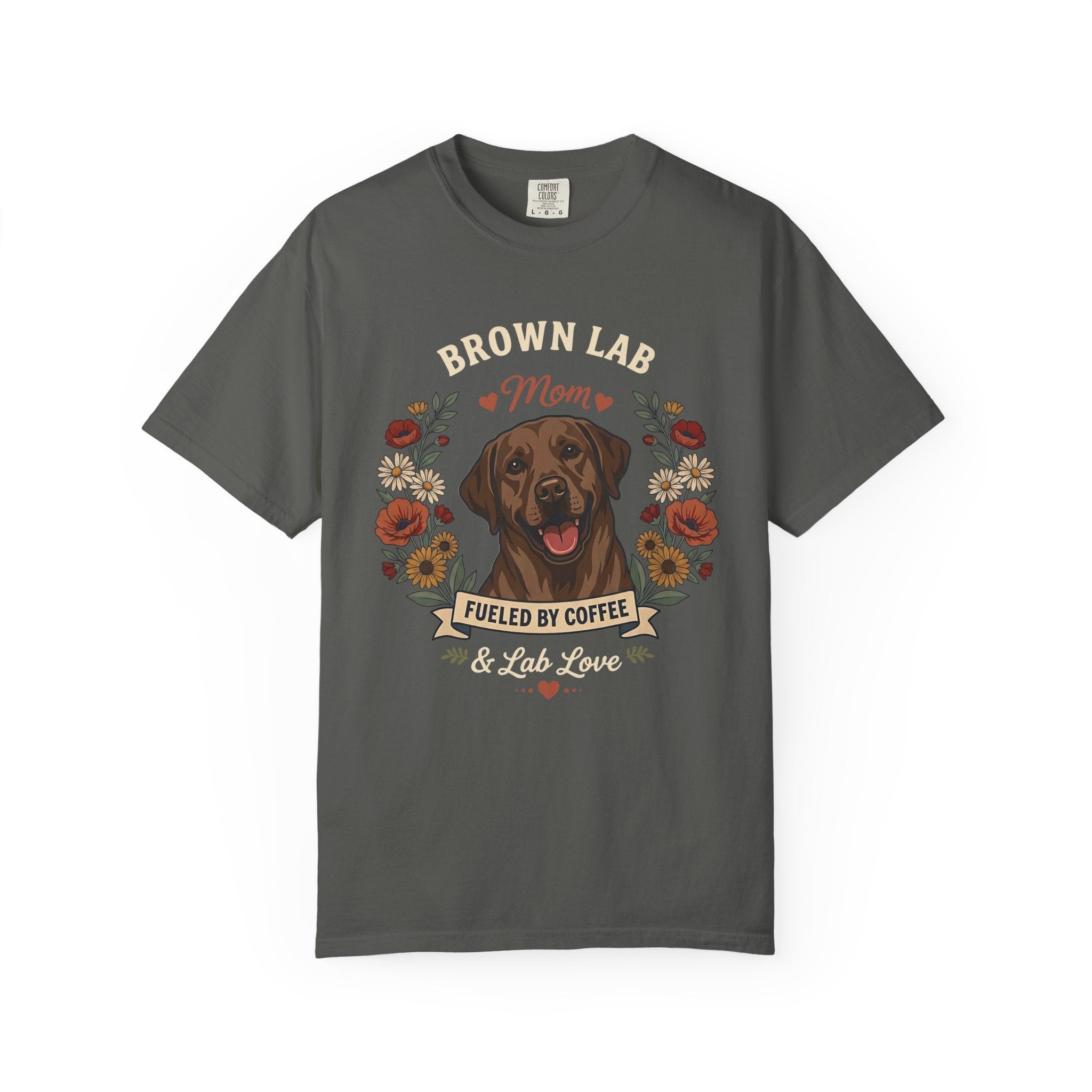 Chocolate Labrador Dog Mom T-Shirt | Fueled by Coffee & Lab Love