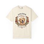Light Golden Retriever Dog Mom T-Shirt | Fueled by Coffee & Golden Love