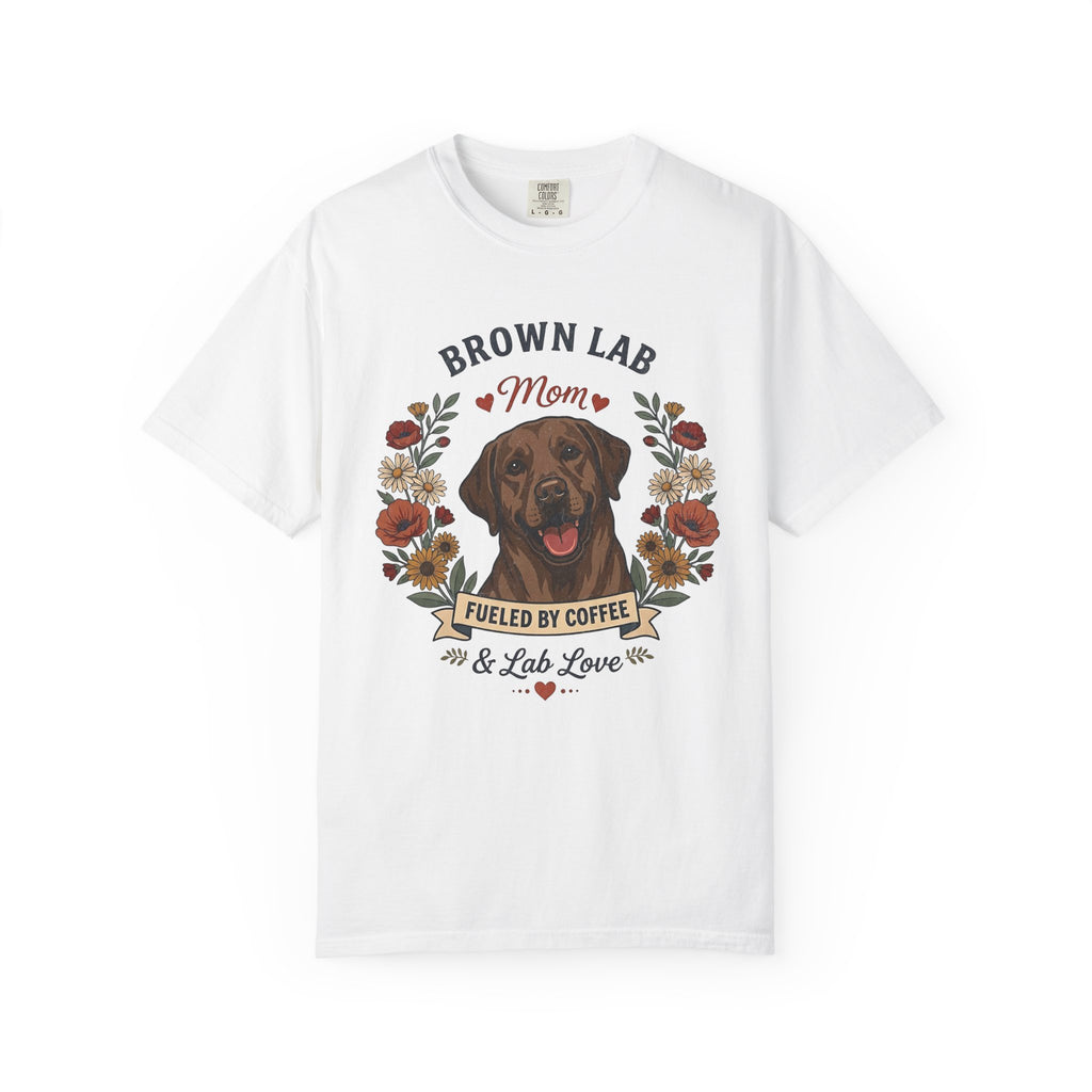 Chocolate Labrador Dog Mom T-Shirt | Fueled by Coffee & Lab Love