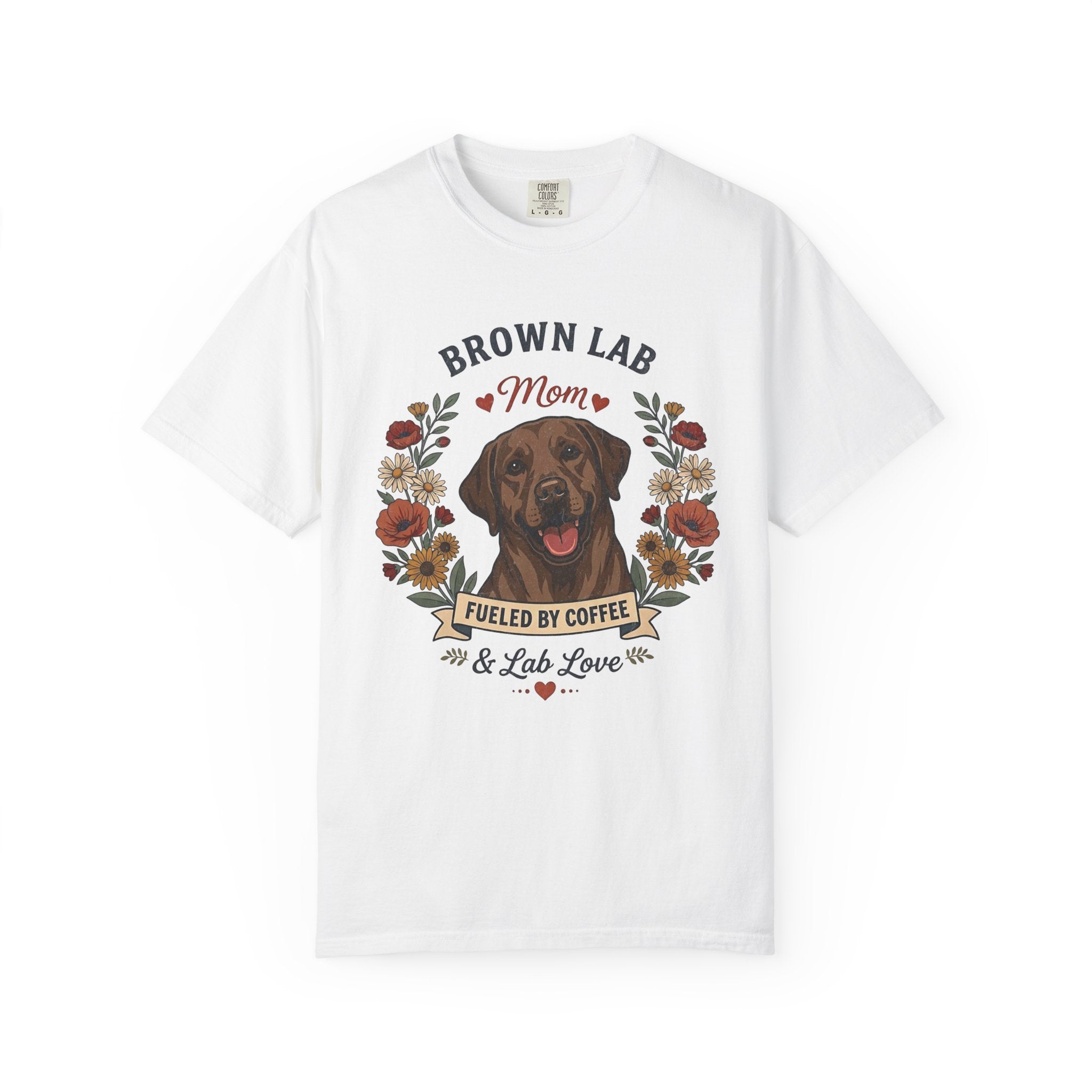 Chocolate Labrador Dog Mom T-Shirt | Fueled by Coffee & Lab Love