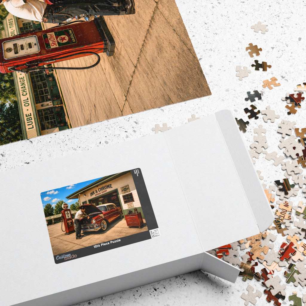 She Likes a Little Trouble Under the Hood – Retro Garage Art Puzzle
