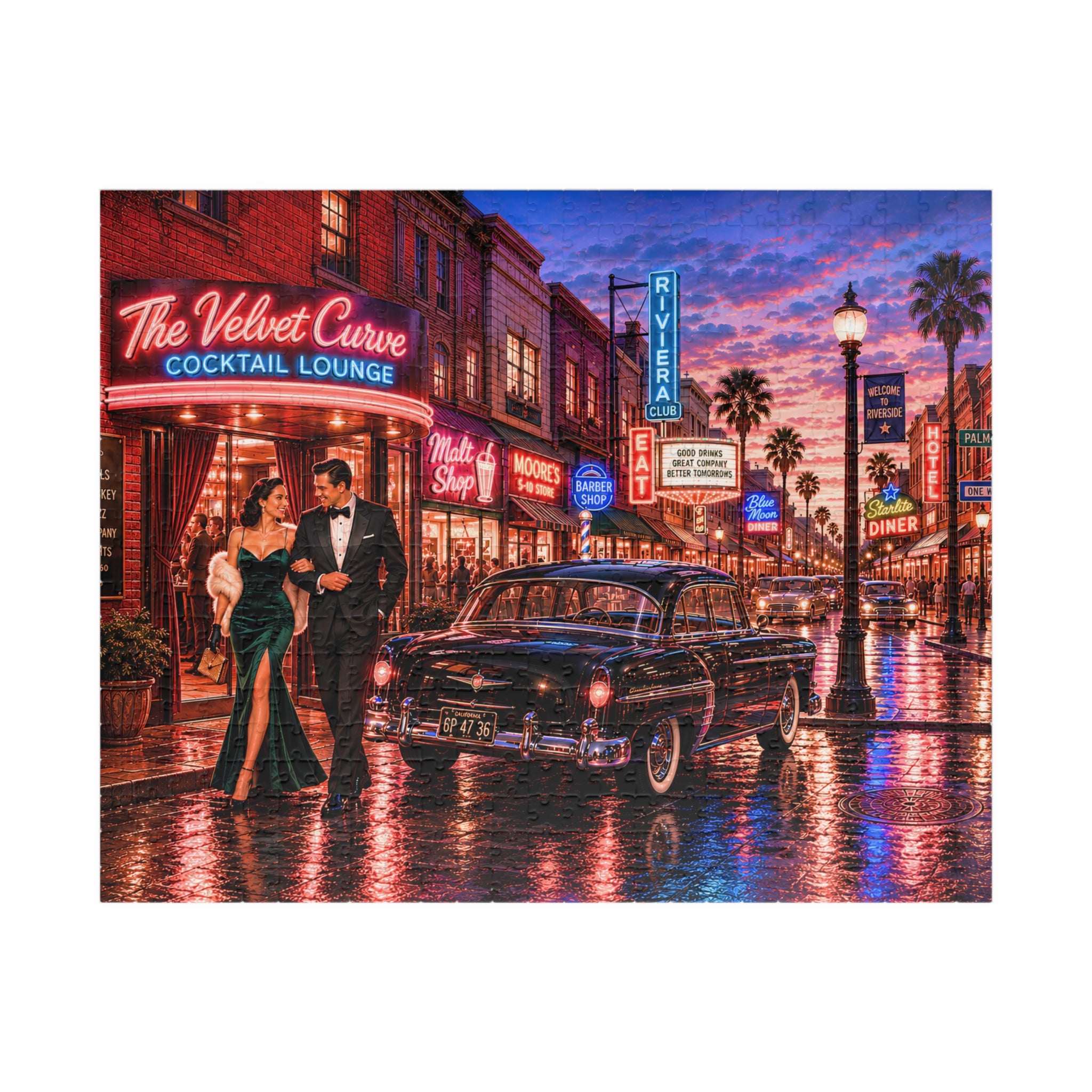 One Drink and We'll See – Retro Cocktail Lounge Art Puzzle