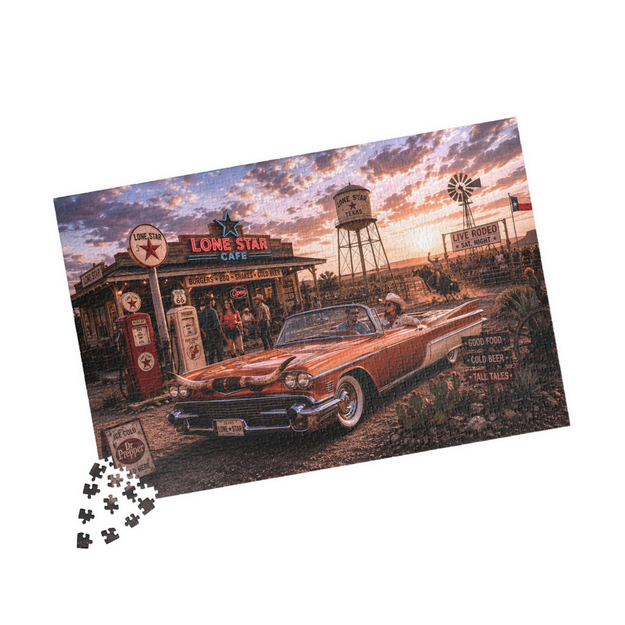 Darling, We're Not Turning Back – Retro Route 66 Road Trip Art Puzzle