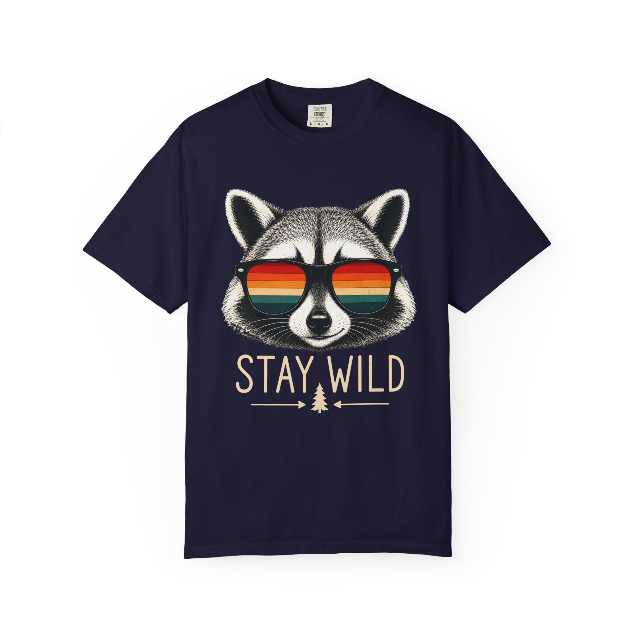 Stay Wild Raccoon – Retro Sunglasses T-Shirt | Explorer Edition