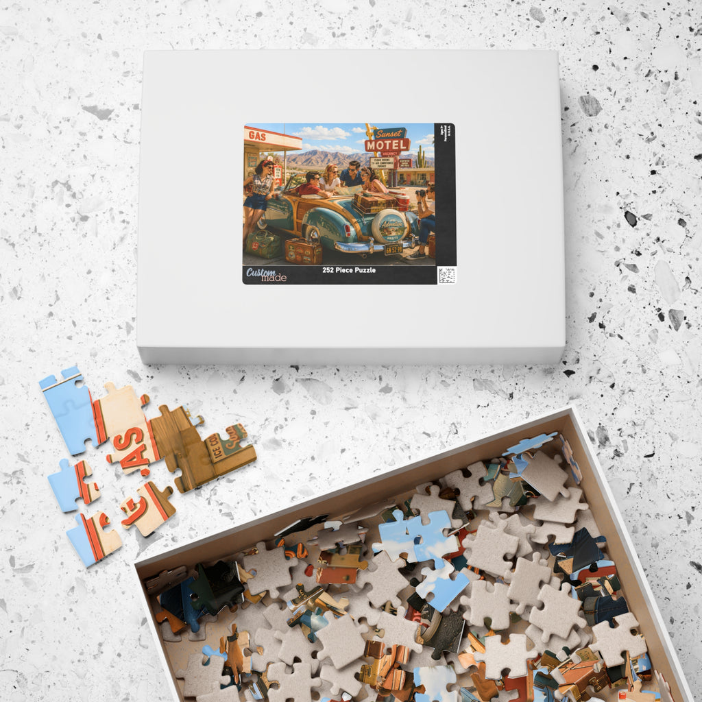 We'll Figure It Out at the Next Motel – Retro Road Trip Art Puzzle
