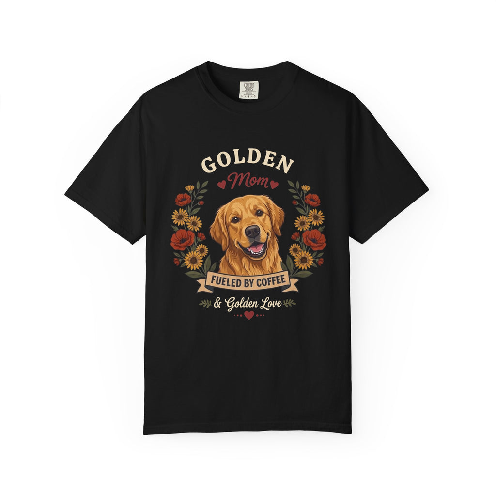 Golden Retriever Dog Mom T-Shirt | Fueled by Coffee & Golden Love