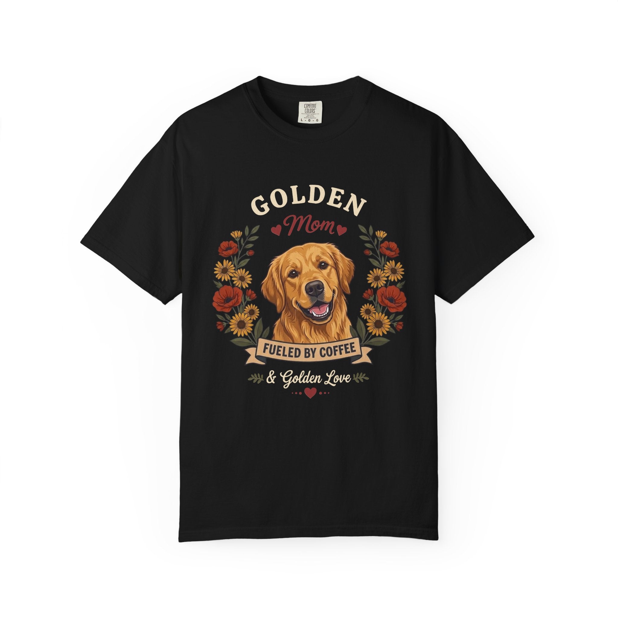 Golden Retriever Dog Mom T-Shirt | Fueled by Coffee & Golden Love