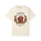 Red Golden Retriever Dog Mom T-Shirt | Fueled by Coffee & Golden Love