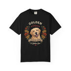 Light Golden Retriever Dog Mom T-Shirt | Fueled by Coffee & Golden Love