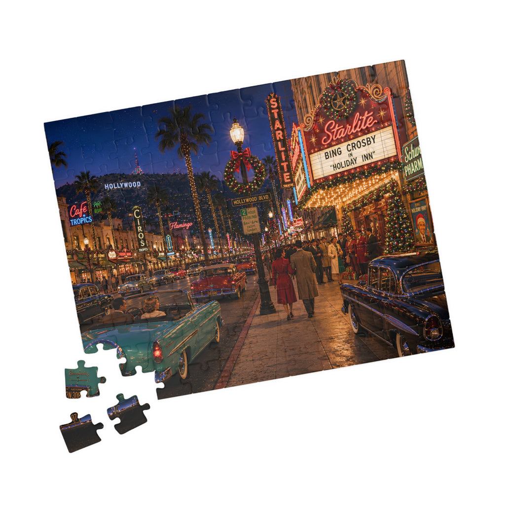 Meet Me Under the Christmas Lights – Retro Hollywood Christmas Art Puzzle