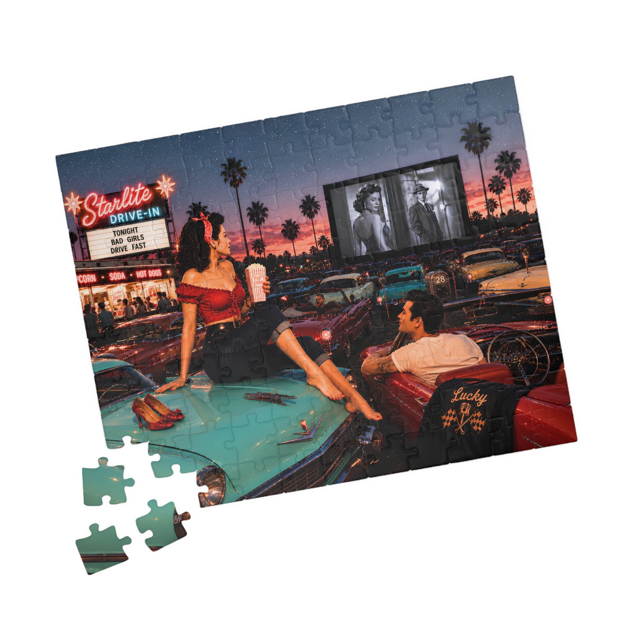 Meet Me After the Movie – Retro Drive-In Art Puzzle