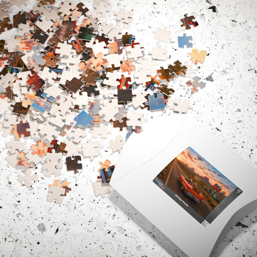 No Plans, No Problem – Retro Route 66 Desert Road Trip Art Puzzle