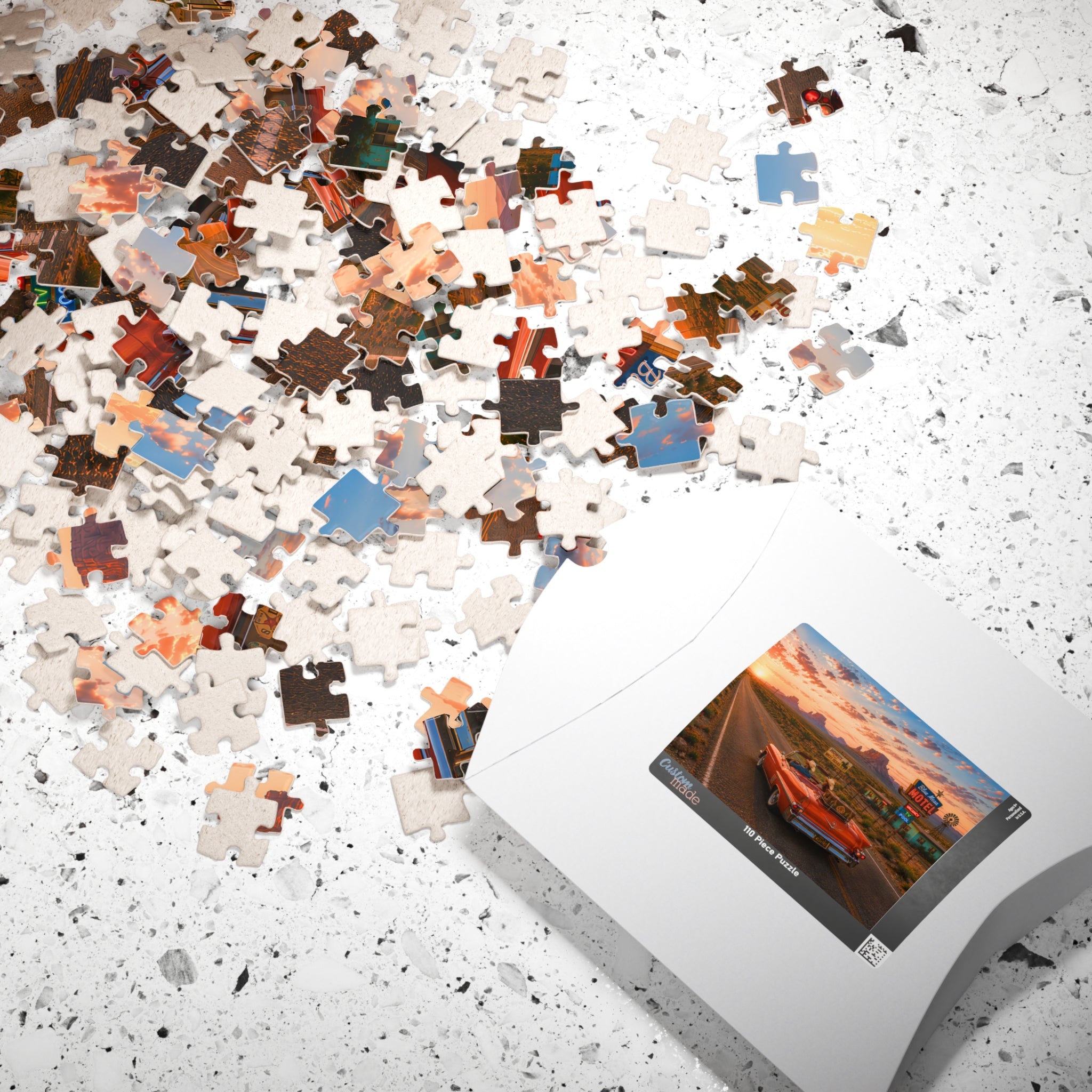 No Plans, No Problem – Retro Route 66 Desert Road Trip Art Puzzle