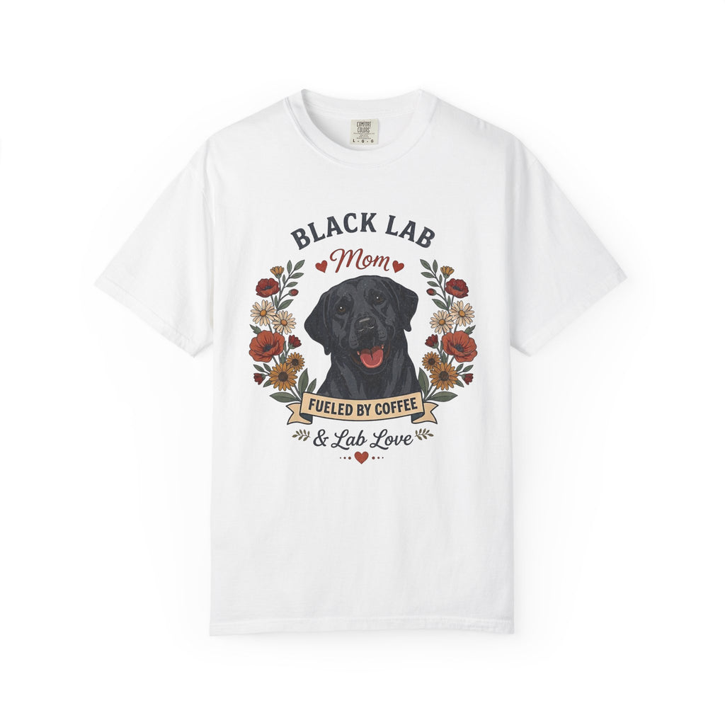 Black Labrador Dog Mom T-Shirt | Fueled by Coffee & Lab Love