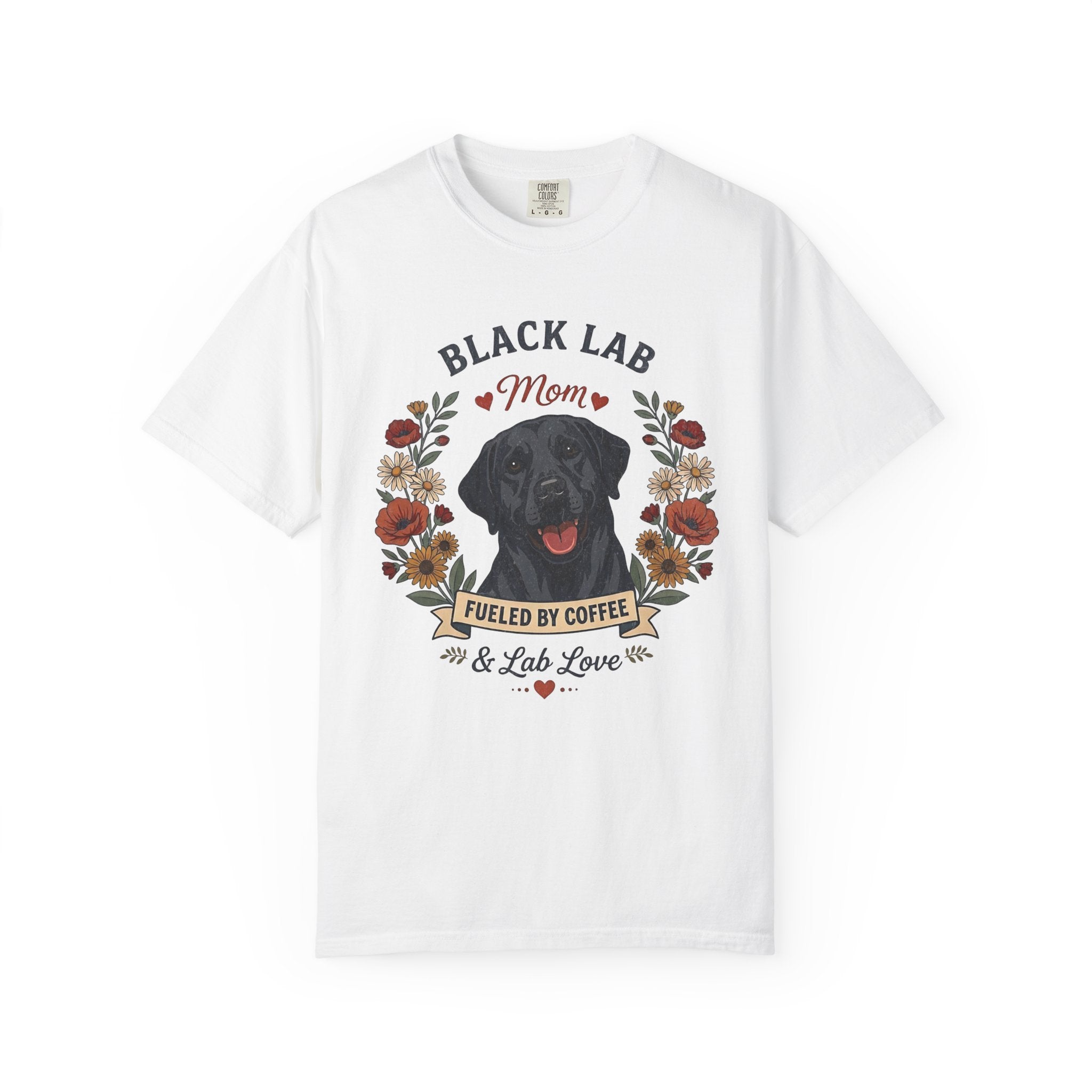 Black Labrador Dog Mom T-Shirt | Fueled by Coffee & Lab Love