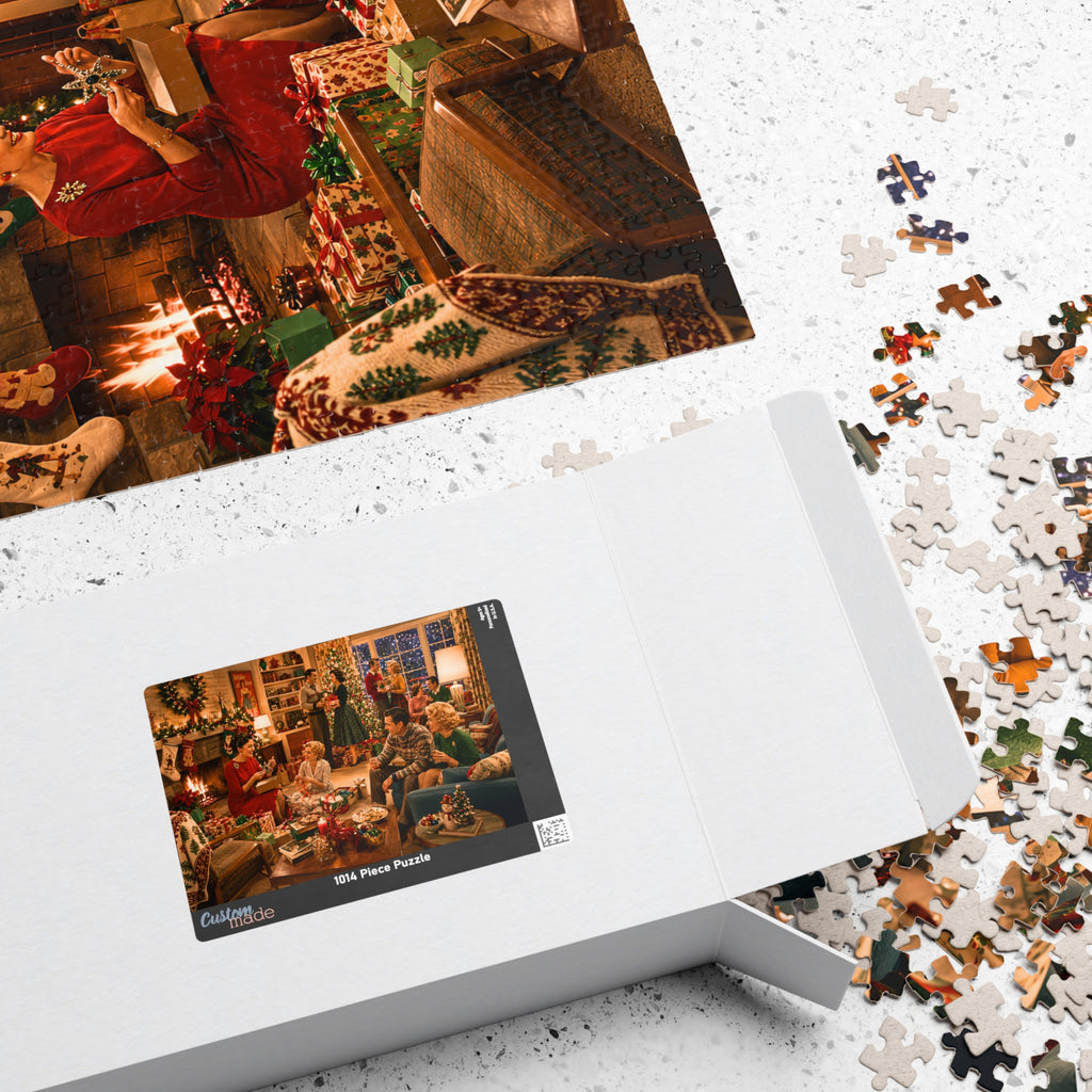 Cozy Vintage Christmas – Retro Holiday Gathering Art Puzzle