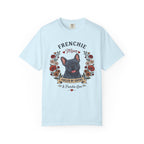 Blue French Bulldog Dog Mom T-Shirt | Fueled by Coffee & Frenchie Love