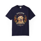 Light Golden Retriever Dog Mom T-Shirt | Fueled by Coffee & Golden Love