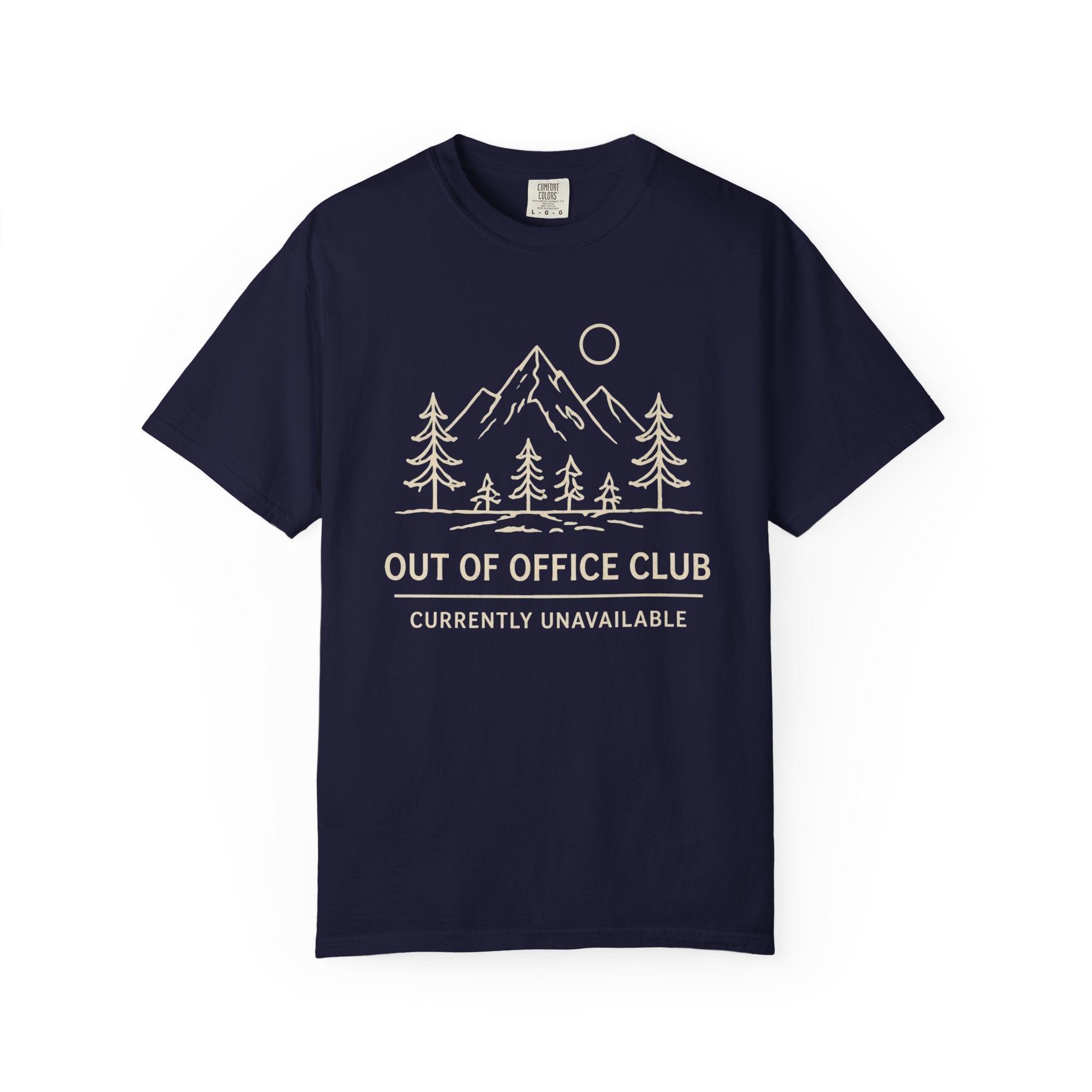 Out Of Office Club Minimal Shirt, Mountain Line Art Tee, Nature Lover Gift, Simple Hiking Shirt, Outdoor Graphic Comfort Colors