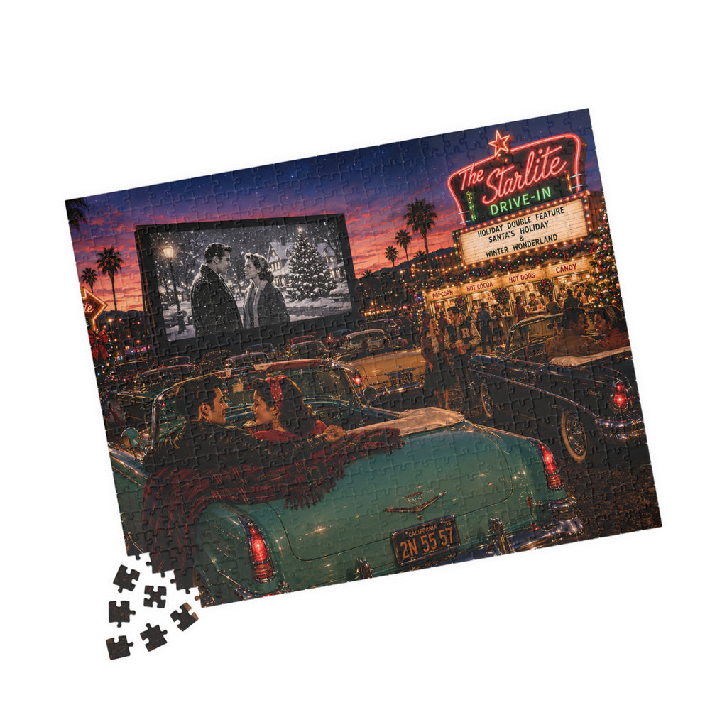 Starlite Drive-In – Retro Date Night & Classic Car Art Puzzle