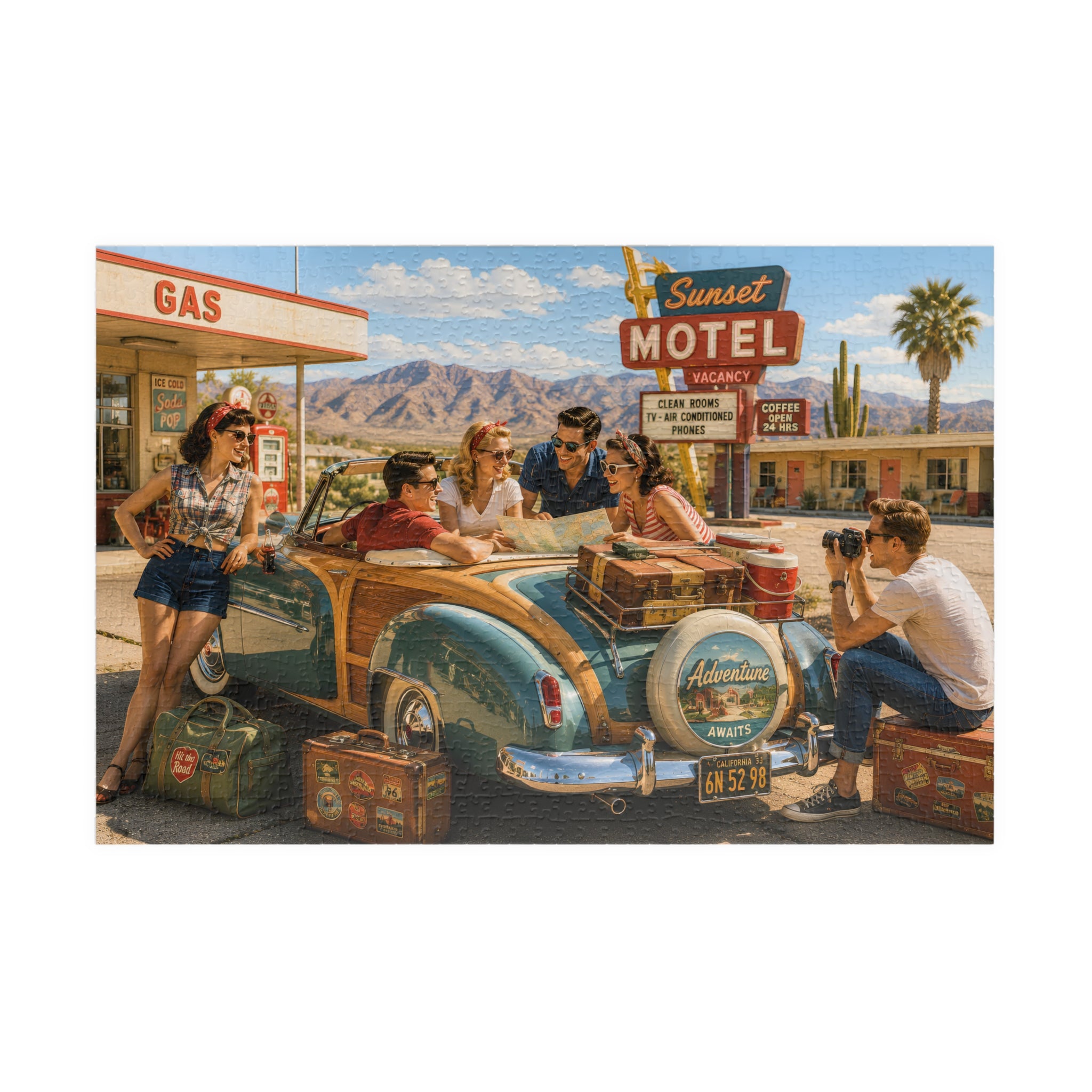 We'll Figure It Out at the Next Motel – Retro Road Trip Art Puzzle
