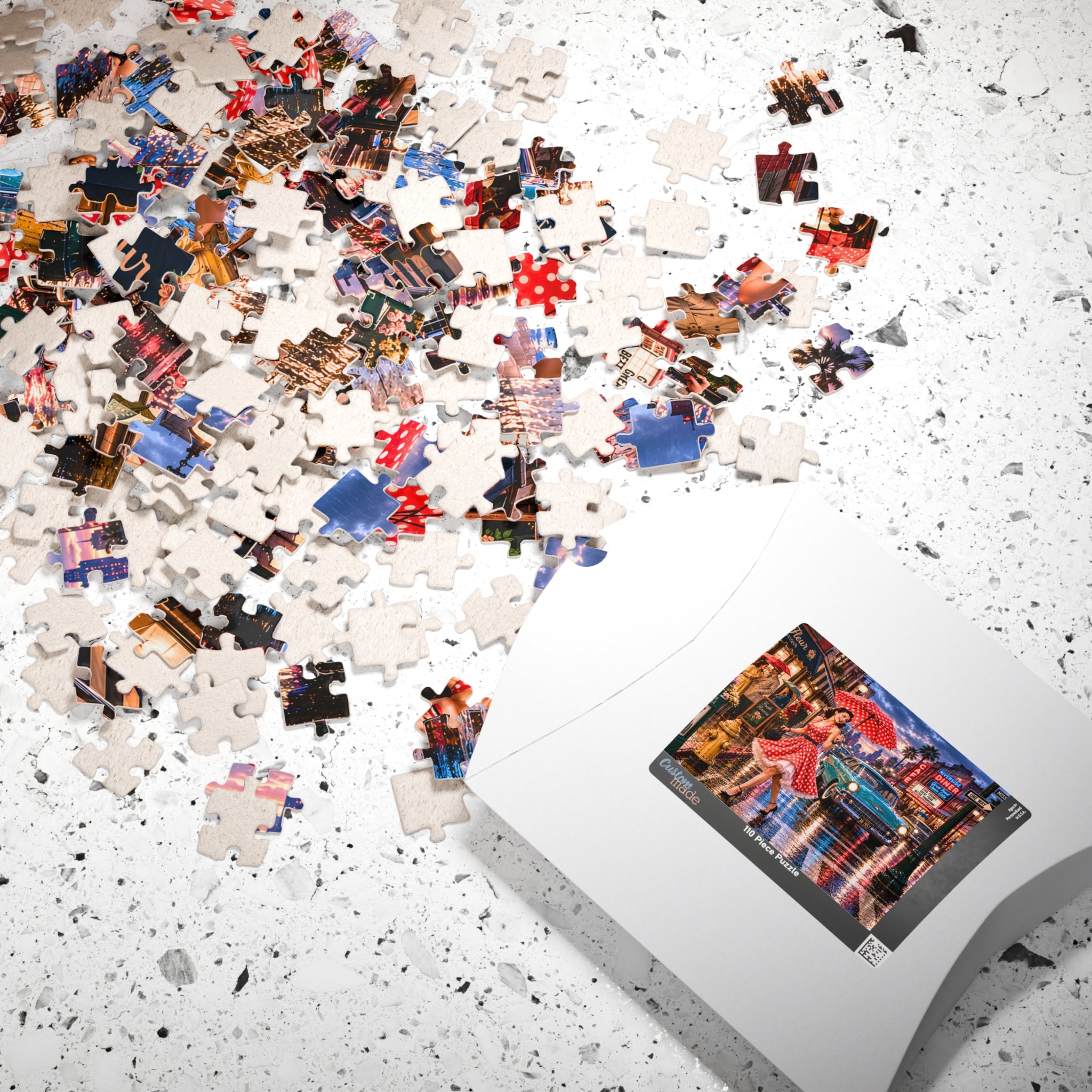 A Little Rain Never Ruined the Outfit – Retro Pin-Up City Art Puzzle