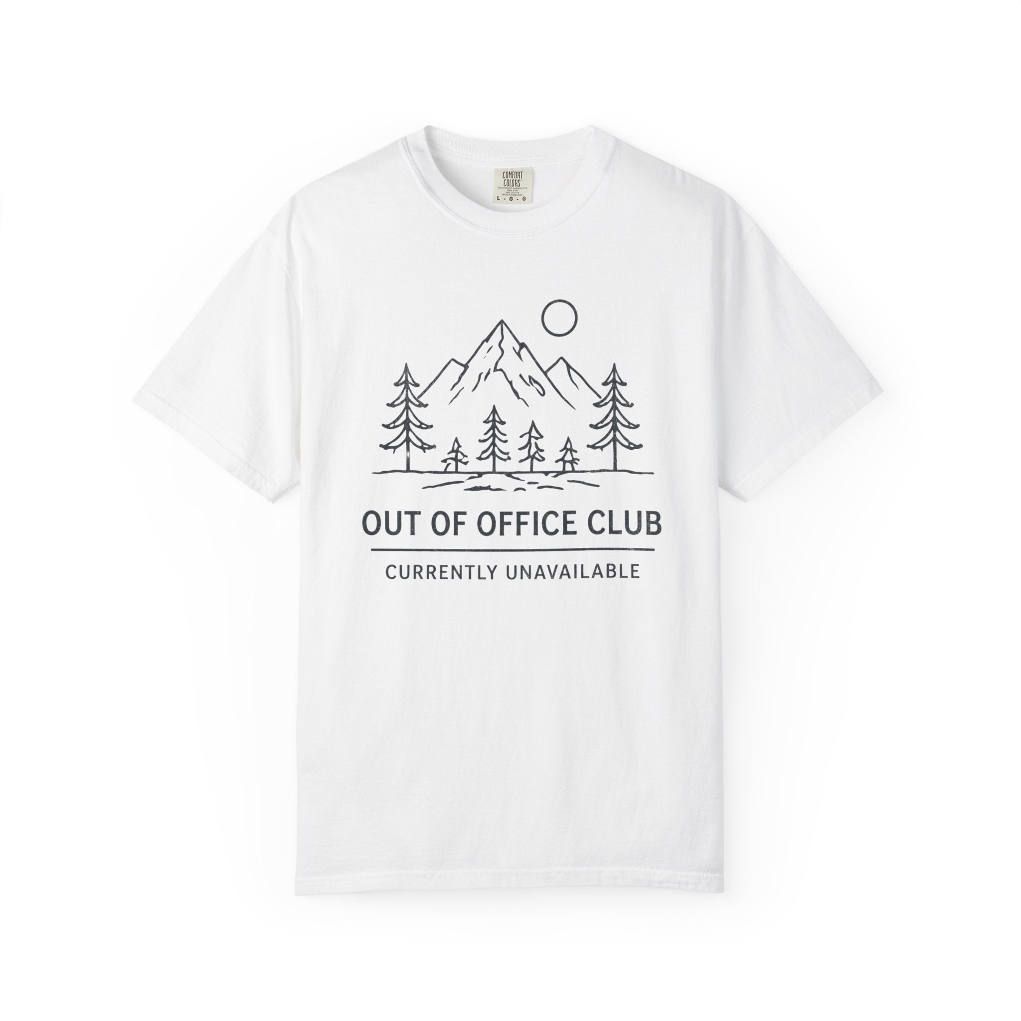 Out Of Office Club Minimal Shirt, Mountain Line Art Tee, Nature Lover Gift, Simple Hiking Shirt, Outdoor Graphic Comfort Colors